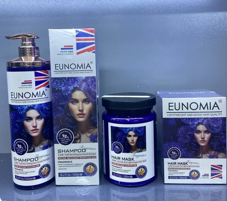 شامپو معطر EUNOMIA با رایحهای خاص و لطافت بینظیر 💙 💧 آبرسان قوی – ضد خشکی و موخوره 🌿 🧴 حجم بالا ۱۰۰۰ میل برای استفاده طولانی مدت ✨ موهایی نرم، خوشبو و سالم از اولین شستوشو